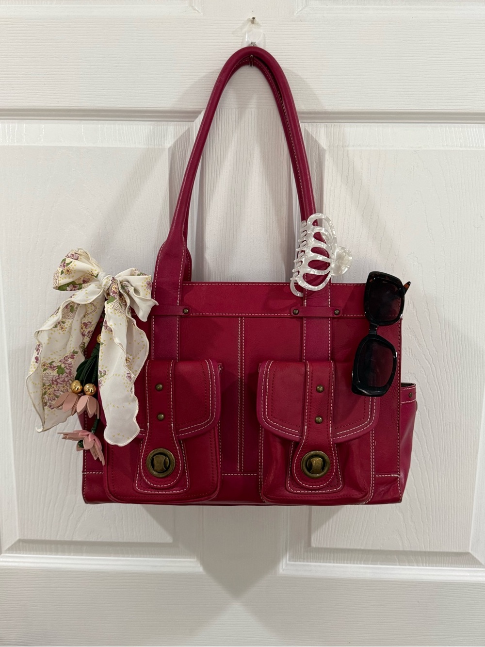 Franklin Covey Fuchsia Double-Pocket Shoulder Bag